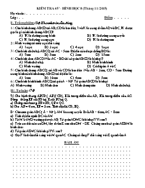Kiểm tra 45  Hình học 8 (tháng 112015)